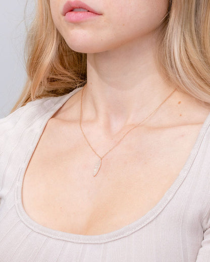 0.19 CT Round Leaf Pendant Lab Grown Diamond Necklace in Solid Gold