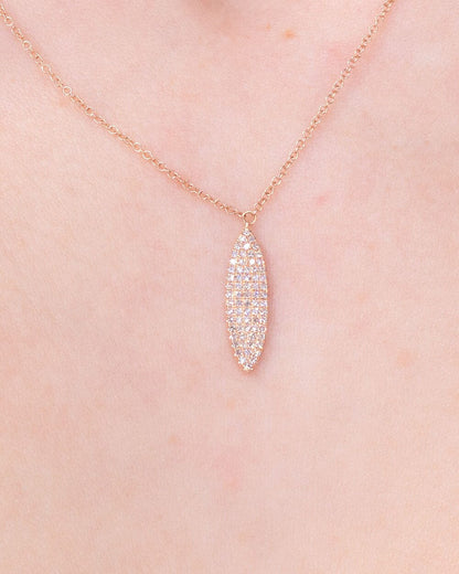0.19 CT Round Leaf Pendant Lab Grown Diamond Necklace in Solid Gold
