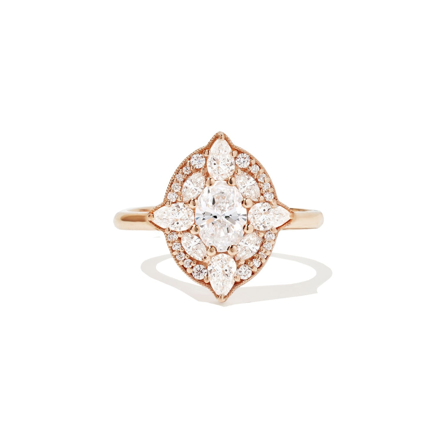Marquise Shaped Three Stone Lab Grown Diamond Engagement Ring