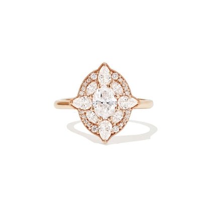Marquise Shaped Three Stone Lab Grown Diamond Engagement Ring