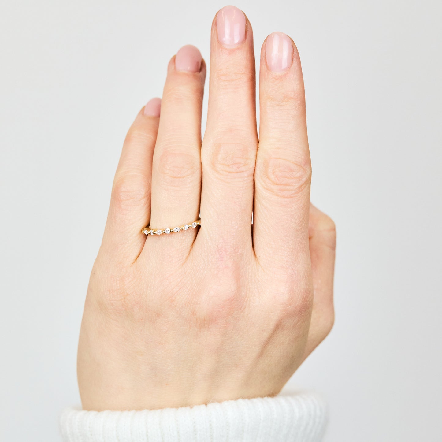 0.25 TCW Round Shaped Half Eternity Lab Grown Diamond Wedding Band