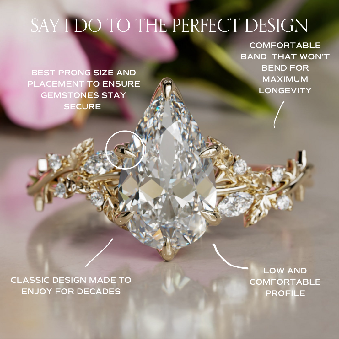 Marquise Shaped Three Stone Lab Grown Diamond Engagement Ring