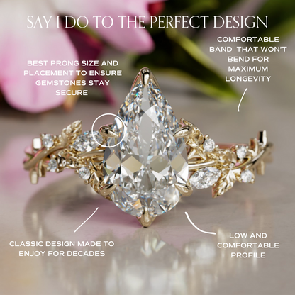 Marquise Shaped Three Stone Lab Grown Diamond Engagement Ring