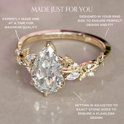 Marquise Shaped Three Stone Lab Grown Diamond Engagement Ring