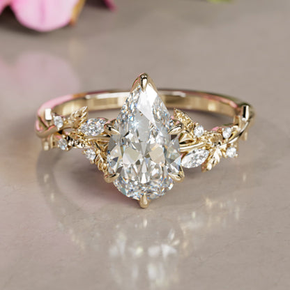 Marquise Shaped Three Stone Lab Grown Diamond Engagement Ring