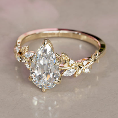 Marquise Shaped Three Stone Lab Grown Diamond Engagement Ring