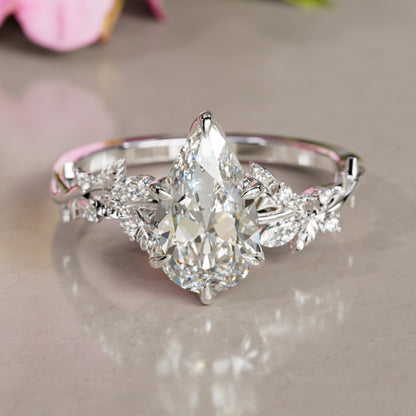 Marquise Shaped Three Stone Lab Grown Diamond Engagement Ring