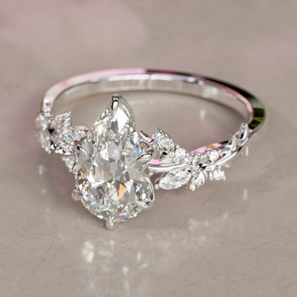 Marquise Shaped Three Stone Lab Grown Diamond Engagement Ring