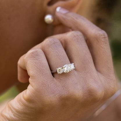 Marquise Shaped Three Stone Lab Grown Diamond Engagement Ring