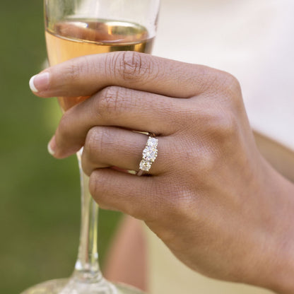 Marquise Shaped Three Stone Lab Grown Diamond Engagement Ring