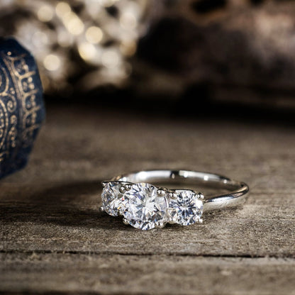 Marquise Shaped Three Stone Lab Grown Diamond Engagement Ring