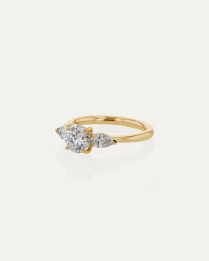 Marquise Shaped Three Stone Lab Grown Diamond Engagement Ring
