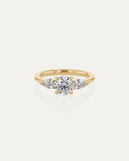 Marquise Shaped Three Stone Lab Grown Diamond Engagement Ring