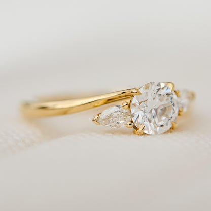 Marquise Shaped Three Stone Lab Grown Diamond Engagement Ring
