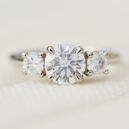 Marquise Shaped Three Stone Lab Grown Diamond Engagement Ring