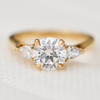 Marquise Shaped Three Stone Lab Grown Diamond Engagement Ring