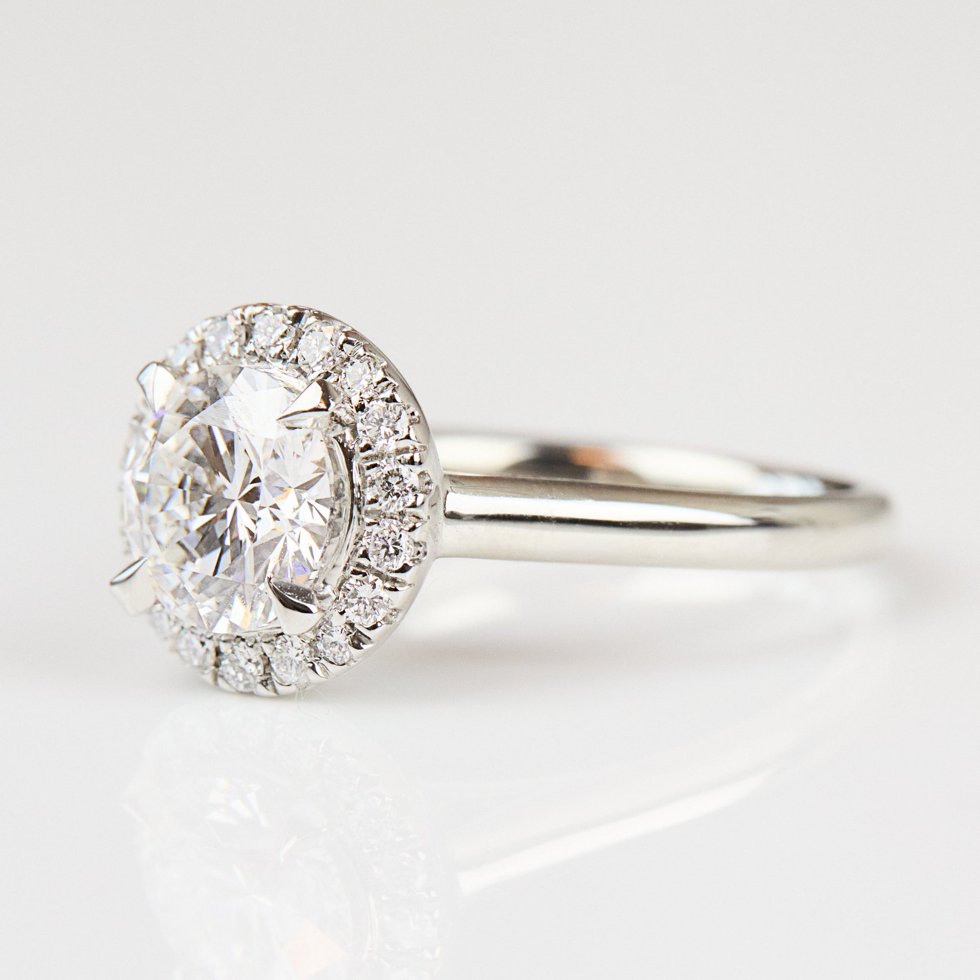 Marquise Shaped Three Stone Lab Grown Diamond Engagement Ring