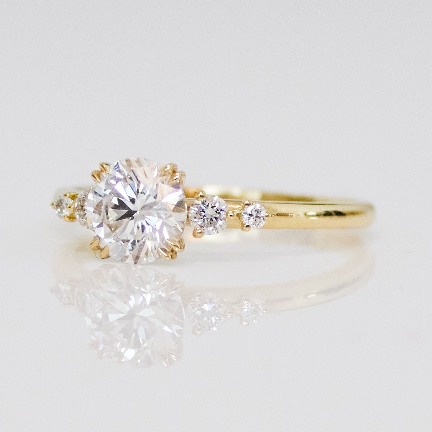 Marquise Shaped Three Stone Lab Grown Diamond Engagement Ring