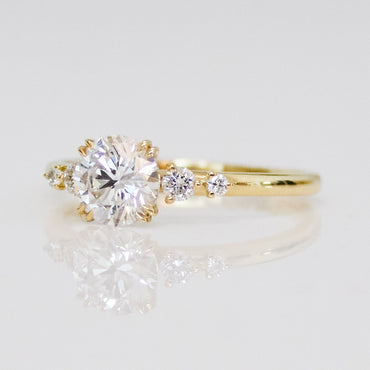 Marquise Shaped Three Stone Lab Grown Diamond Engagement Ring
