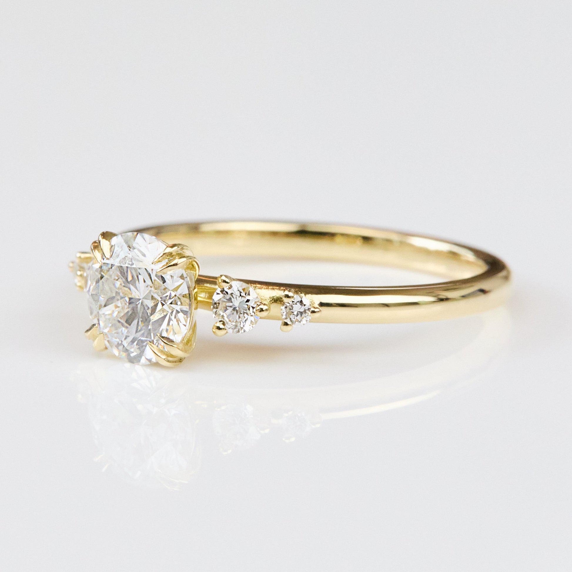 Marquise Shaped Three Stone Lab Grown Diamond Engagement Ring