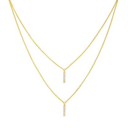 0.14 TCW Round Cut Drop Bar Style Moissanite Necklace 1