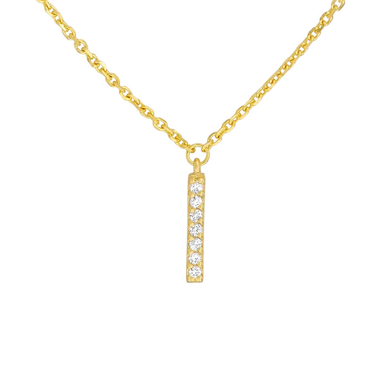 0.14 TCW Round Cut Drop Bar Style Moissanite Necklace 2