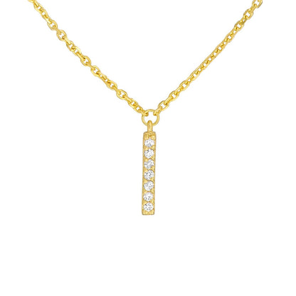 0.14 TCW Round Cut Drop Bar Style Moissanite Necklace 2