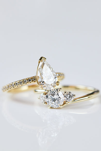 Marquise Shaped Three Stone Lab Grown Diamond Engagement Ring