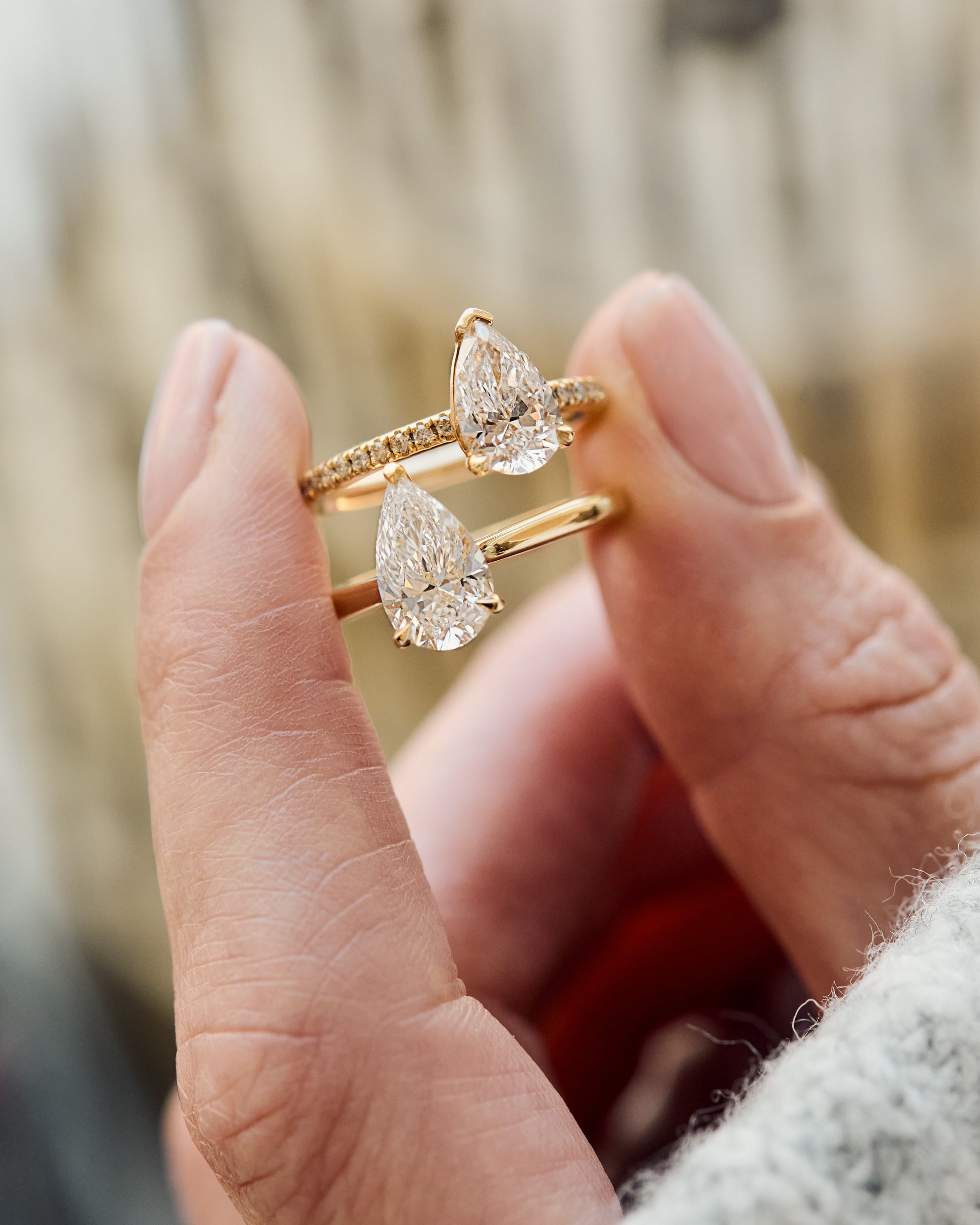 Marquise Shaped Three Stone Lab Grown Diamond Engagement Ring