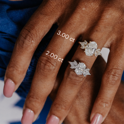 Marquise Shaped Three Stone Lab Grown Diamond Engagement Ring