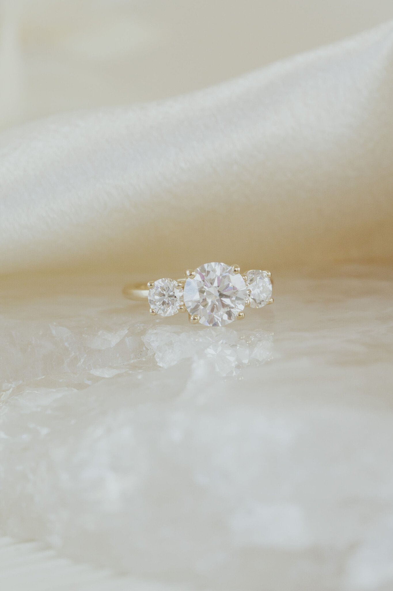 Marquise Shaped Three Stone Lab Grown Diamond Engagement Ring