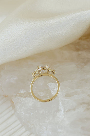 Marquise Shaped Three Stone Lab Grown Diamond Engagement Ring