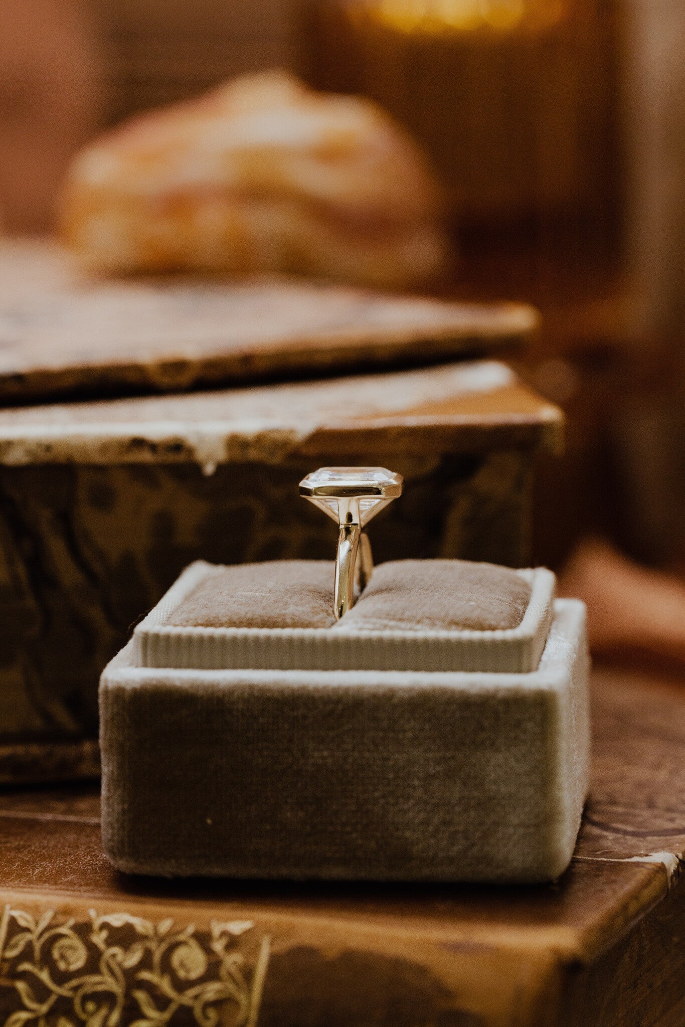 Marquise Shaped Three Stone Lab Grown Diamond Engagement Ring