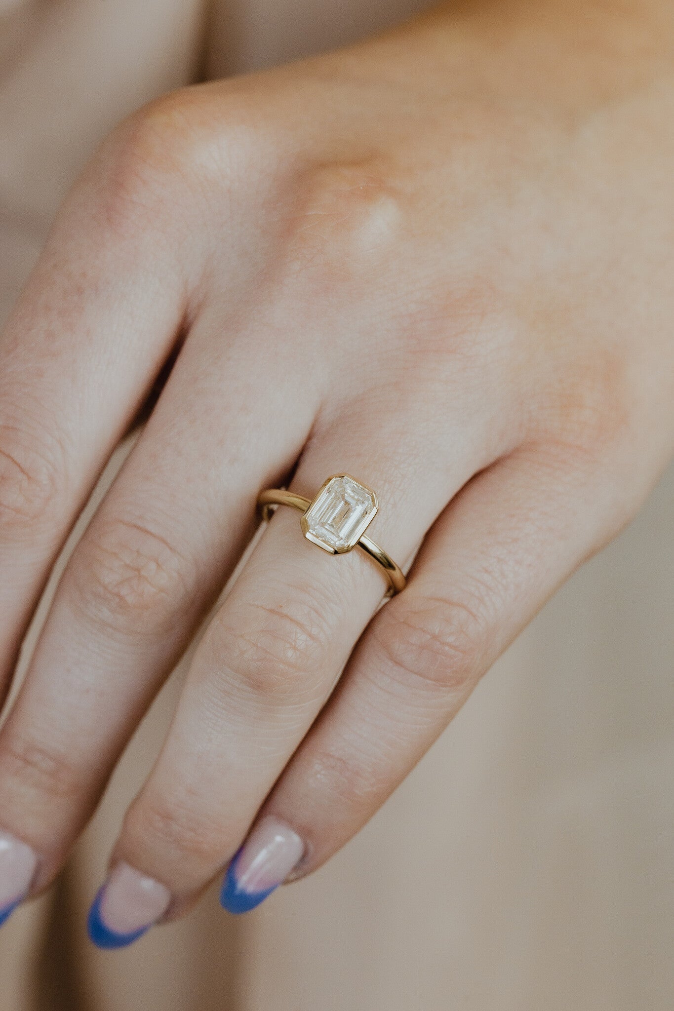 Marquise Shaped Three Stone Lab Grown Diamond Engagement Ring