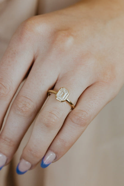 Marquise Shaped Three Stone Lab Grown Diamond Engagement Ring