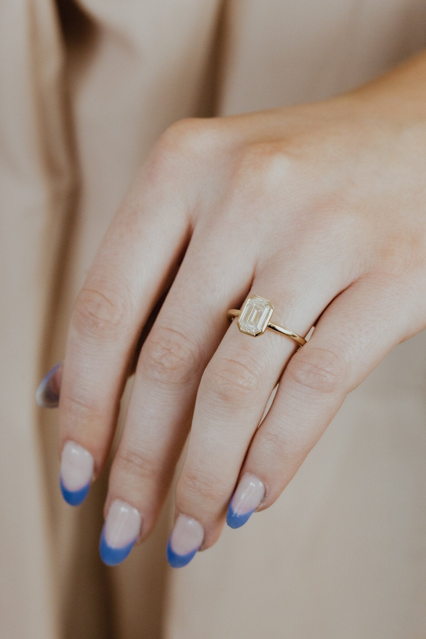 Marquise Shaped Three Stone Lab Grown Diamond Engagement Ring