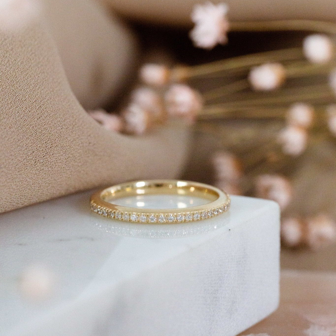 0.25 TCW Round Shaped Half Eternity Lab Grown Diamond Wedding Band