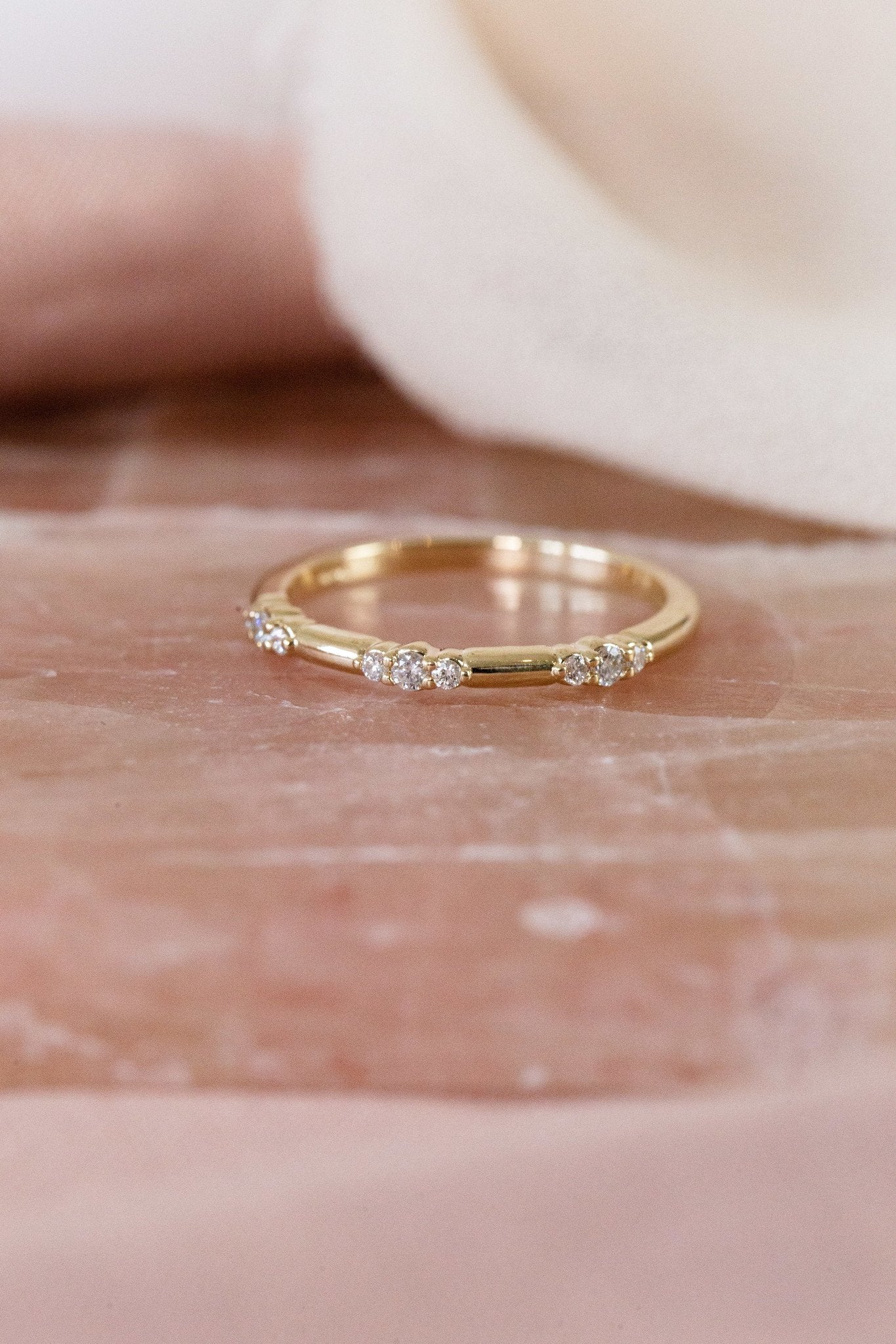 0.25 TCW Round Shaped Half Eternity Lab Grown Diamond Wedding Band