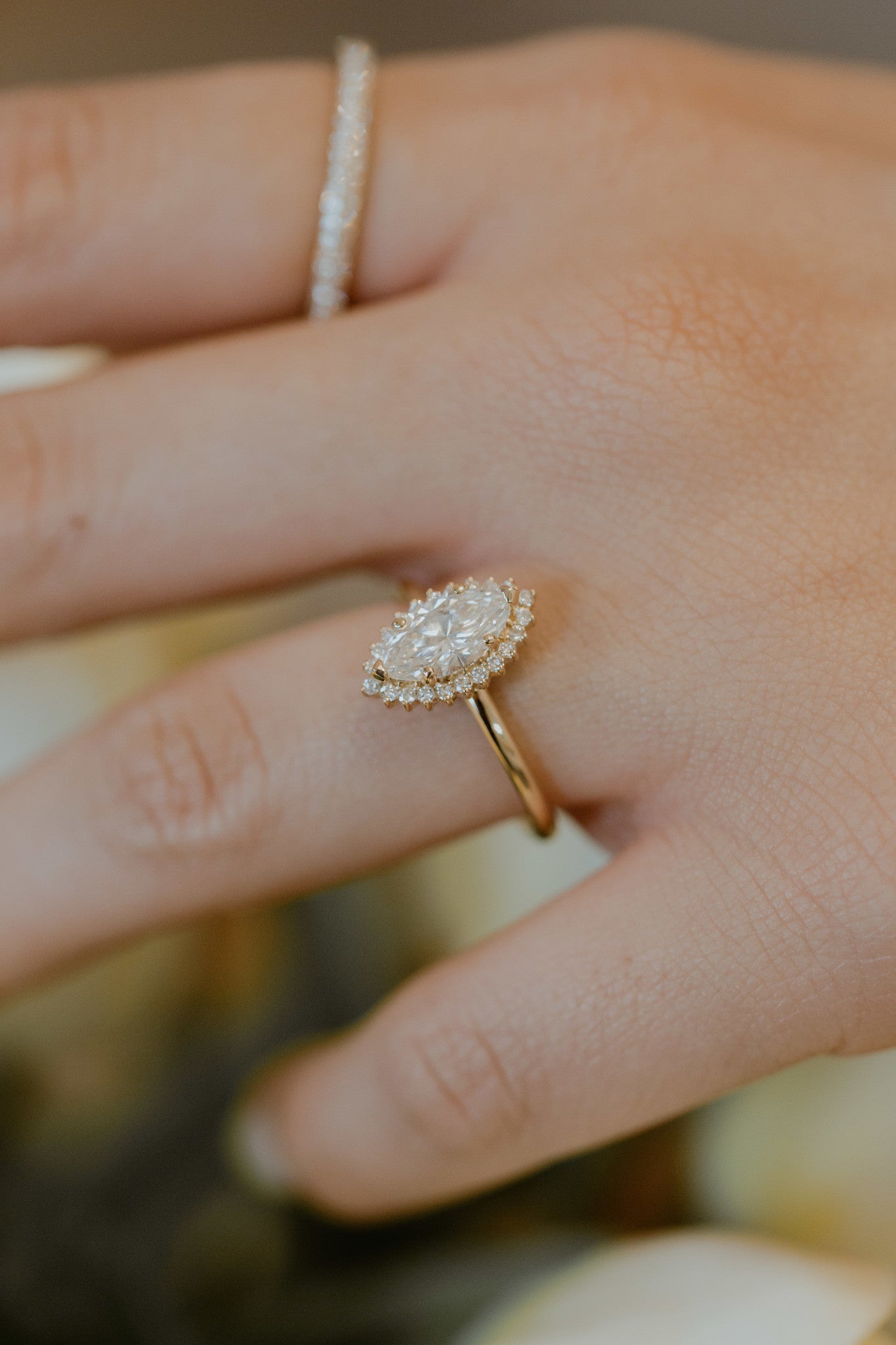 Marquise Shaped Three Stone Lab Grown Diamond Engagement Ring