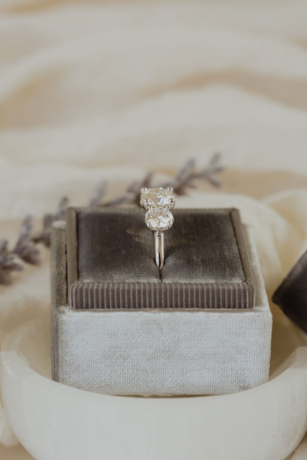 Marquise Shaped Three Stone Lab Grown Diamond Engagement Ring