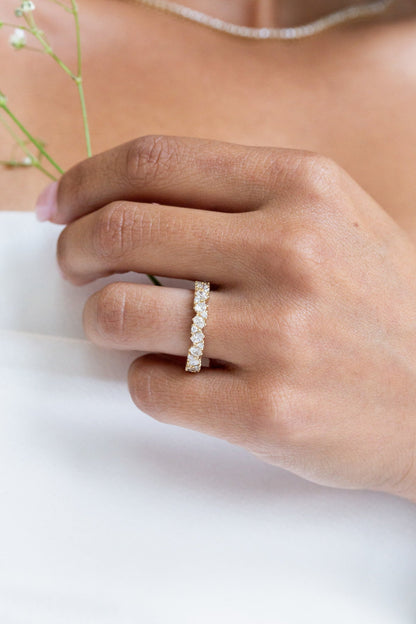 0.25 TCW Round Shaped Half Eternity Lab Grown Diamond Wedding Band