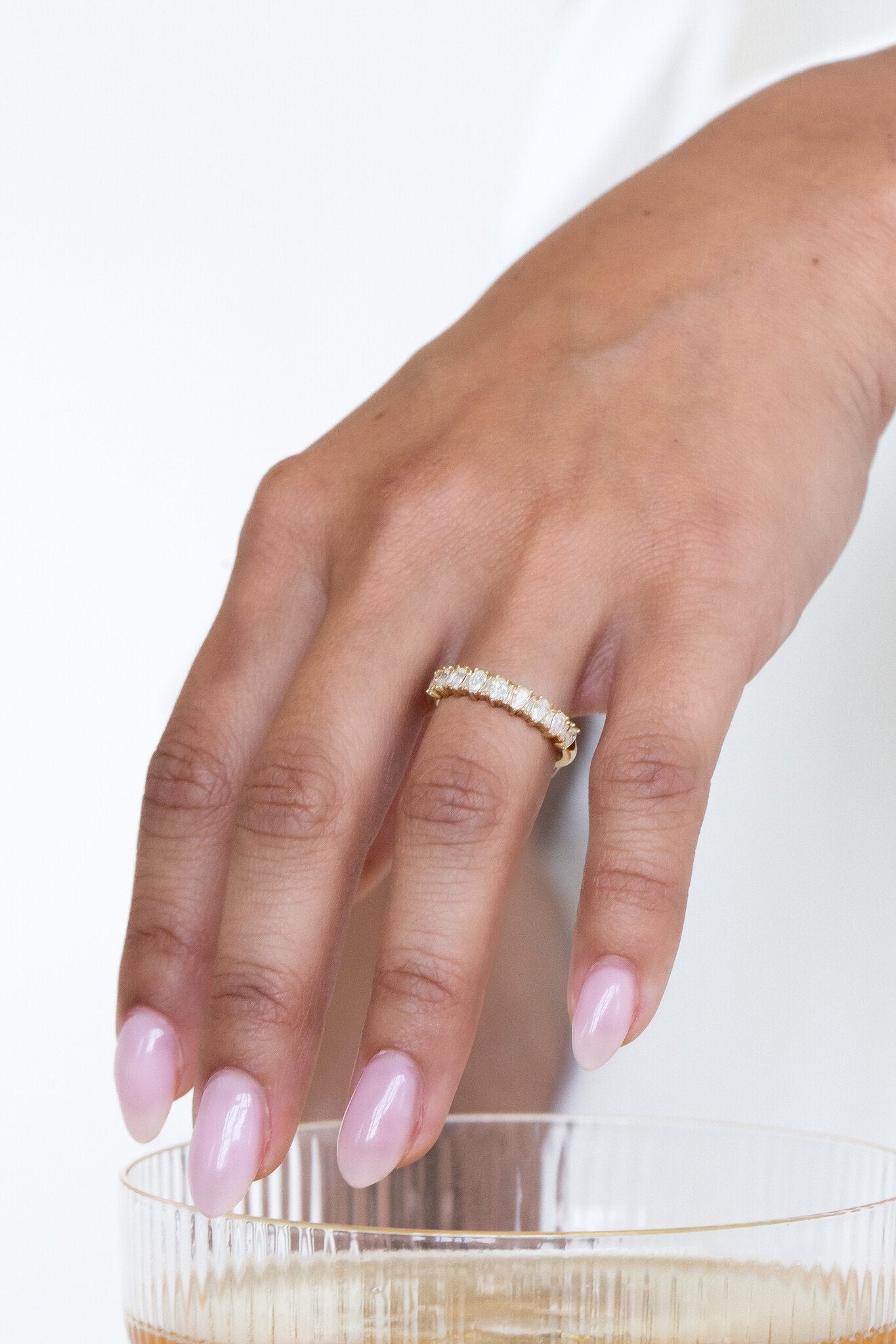 0.25 TCW Round Shaped Half Eternity Lab Grown Diamond Wedding Band