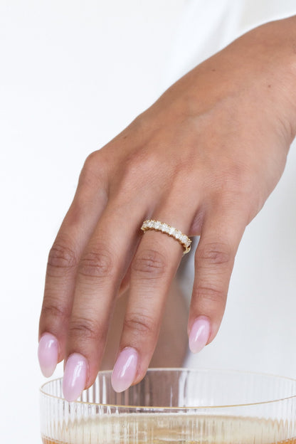 0.25 TCW Round Shaped Half Eternity Lab Grown Diamond Wedding Band