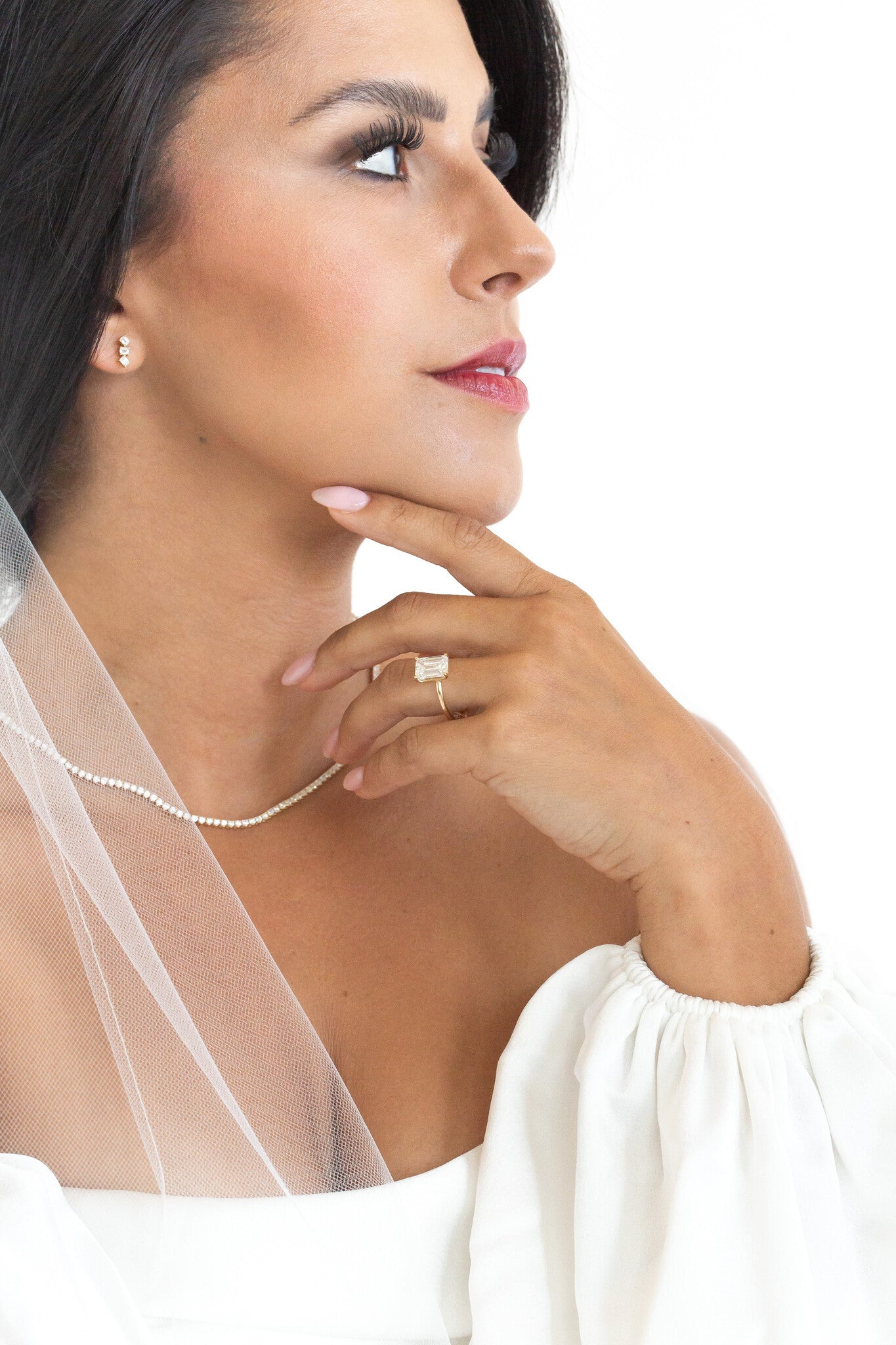 Marquise Shaped Three Stone Lab Grown Diamond Engagement Ring