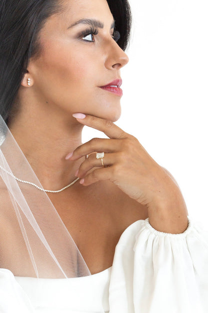 Marquise Shaped Three Stone Lab Grown Diamond Engagement Ring