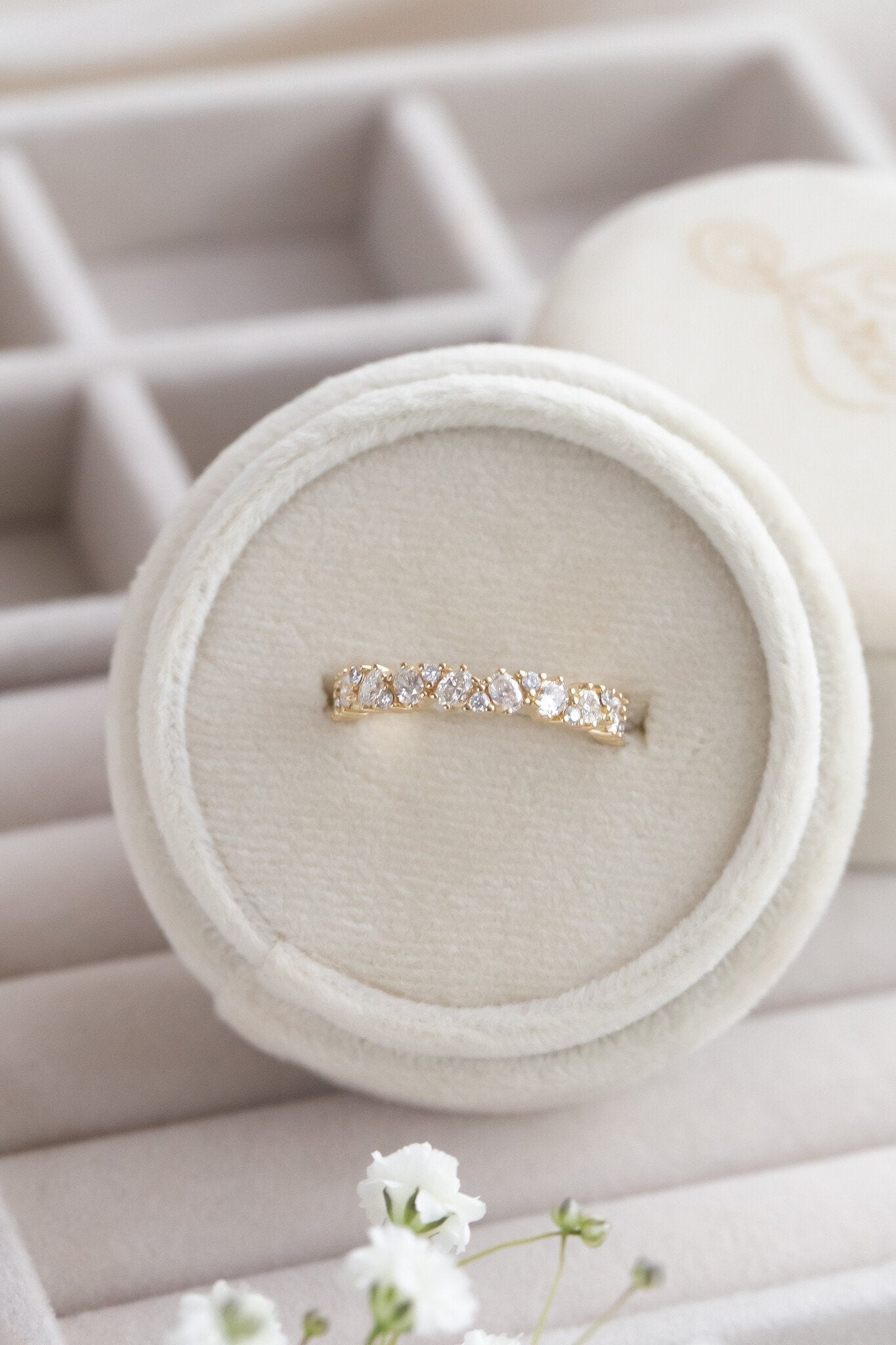 0.25 TCW Round Shaped Half Eternity Lab Grown Diamond Wedding Band