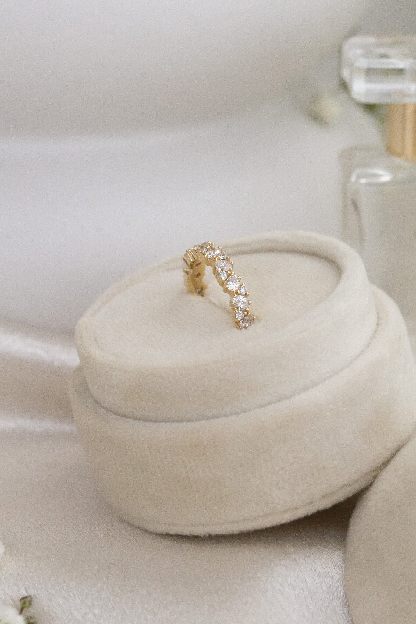 0.25 TCW Round Shaped Half Eternity Lab Grown Diamond Wedding Band