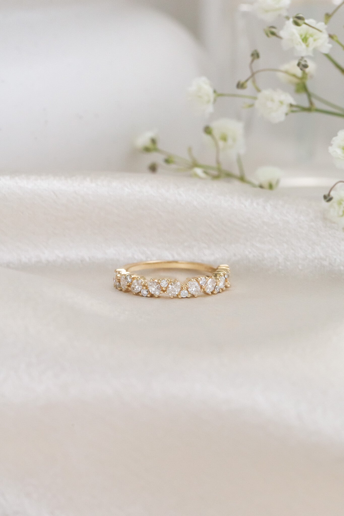 0.25 TCW Round Shaped Half Eternity Lab Grown Diamond Wedding Band