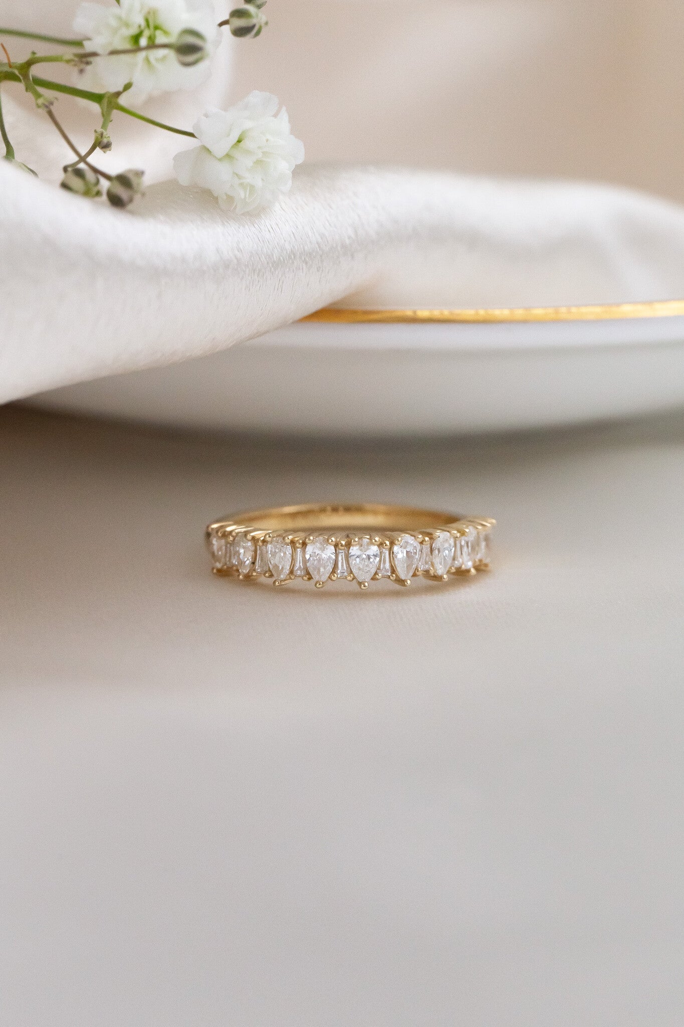 0.25 TCW Round Shaped Half Eternity Lab Grown Diamond Wedding Band