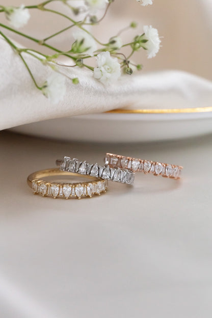 0.25 TCW Round Shaped Half Eternity Lab Grown Diamond Wedding Band